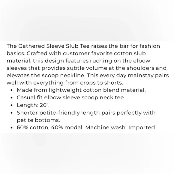 Chicos Gathered Sleeve Slub Tee - Picture 3 of 7